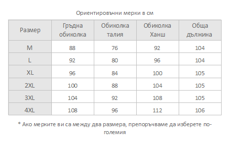 размерна таблица снимка