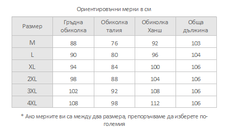размерна таблица снимка