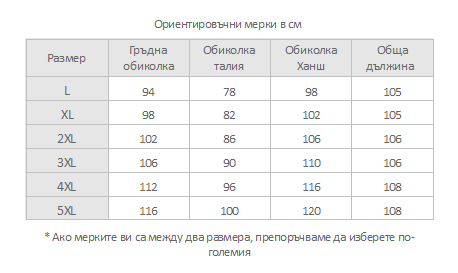 размерна таблица снимка