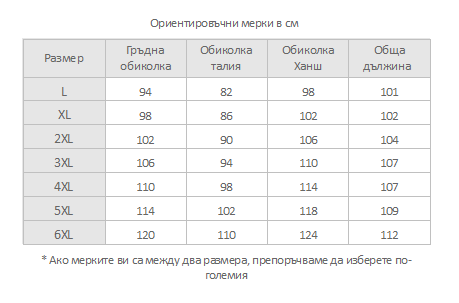 размерна таблица снимка