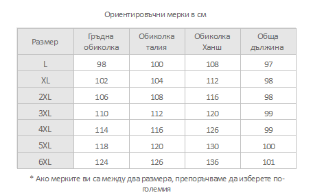 размерна таблица снимка
