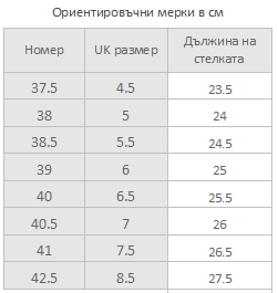 размерна таблица снимка