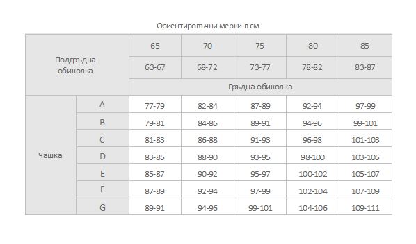 размерна таблица снимка